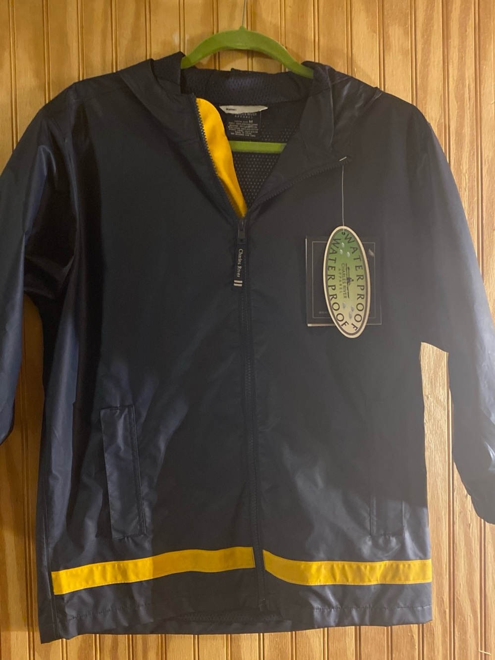 Charles River Apparel Kids Navy Raincoat with Yellow Accents